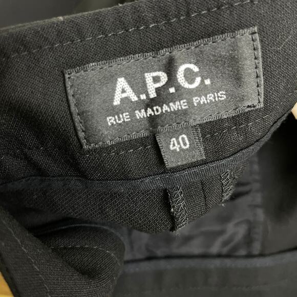 APC Rue Madame Paris Pants Womens Size 40 Black Tapered Pleated Side Zip Career - Picture 9 of 10